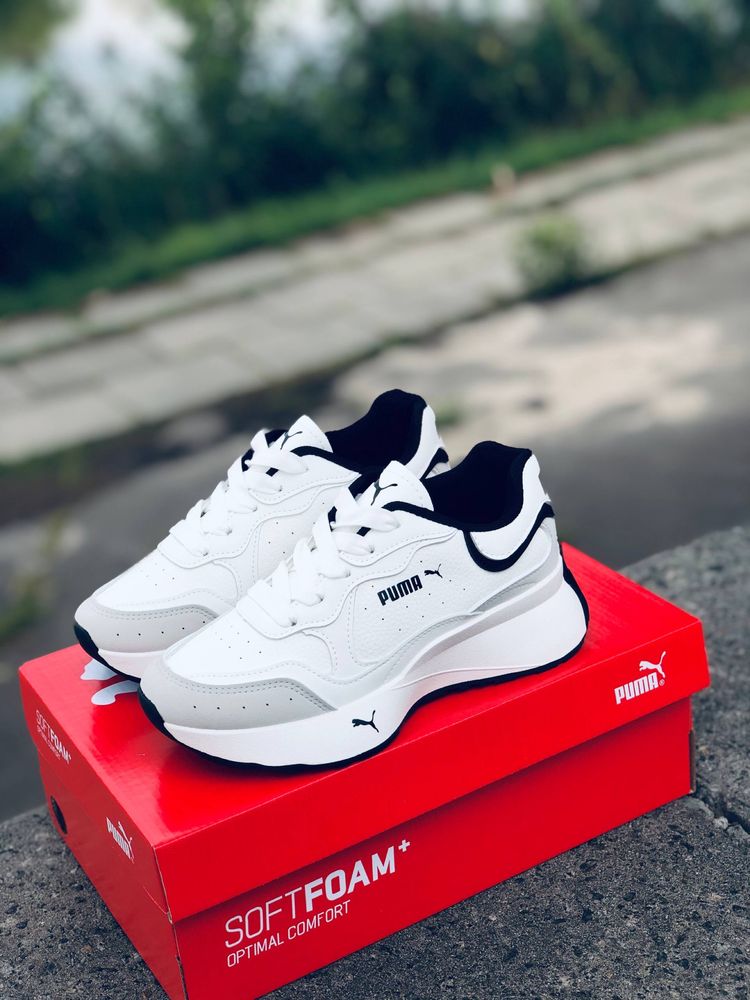 Снежно - белые / Кроссовки Puma белые женские SoftFoam+ кросовки Пума