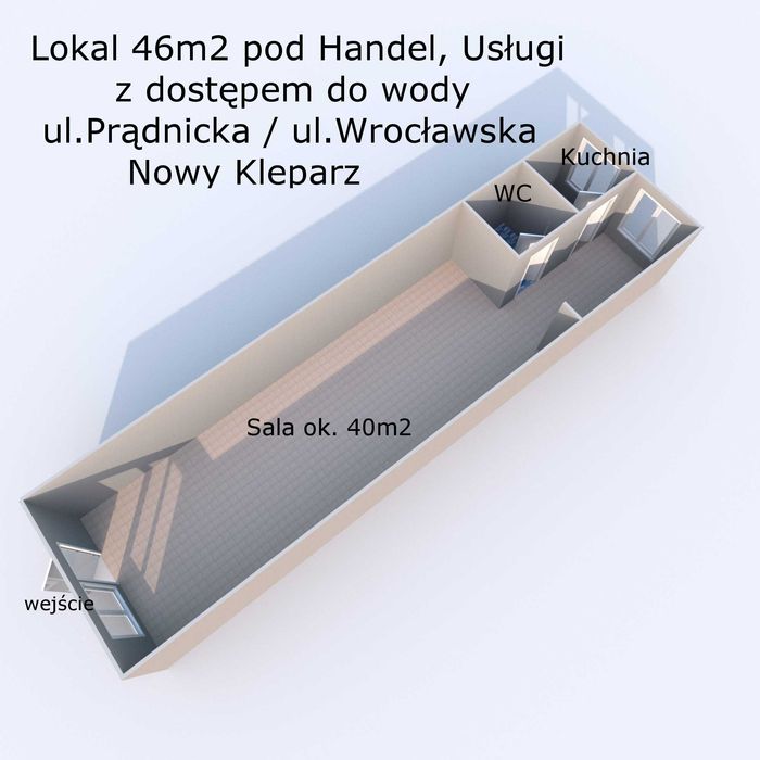 Gotowy Lokal 43m2 z wodą pod Kosmetykę ul. Prądnicka/ul.Wrocławska
