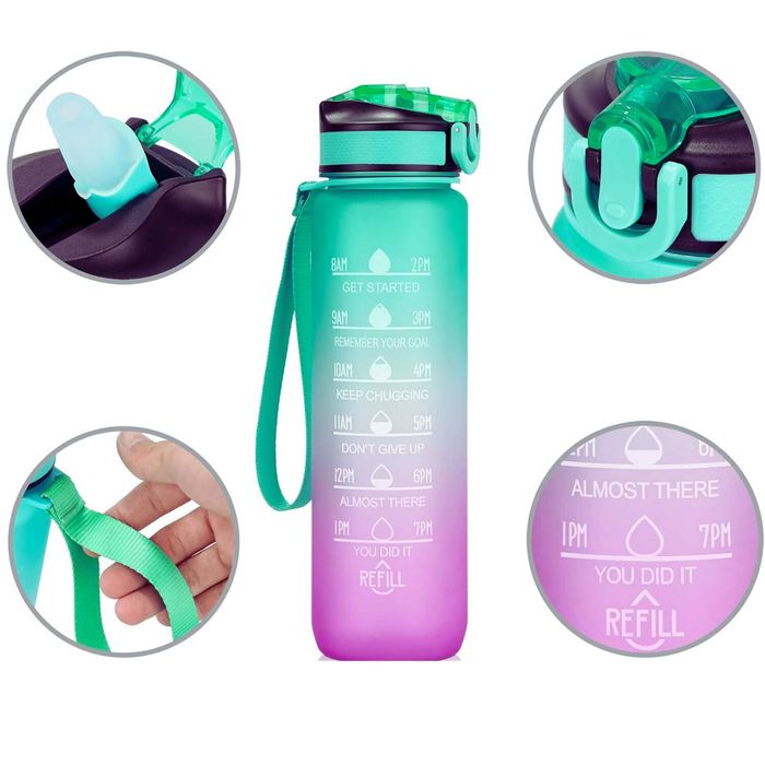 Butelka Motywacyjna Na Wodę 1L Bidon Sportowy z Podziałką i Miarką XXL