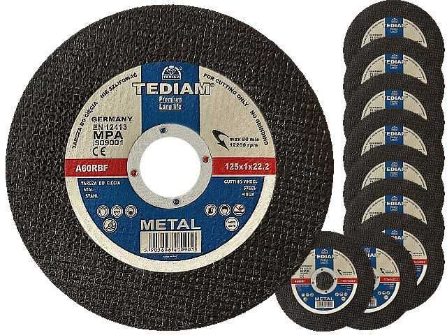 10x Tarcza tarcze do cięcia metalu stali TEDIAM PREMIUM 125 x 1,0