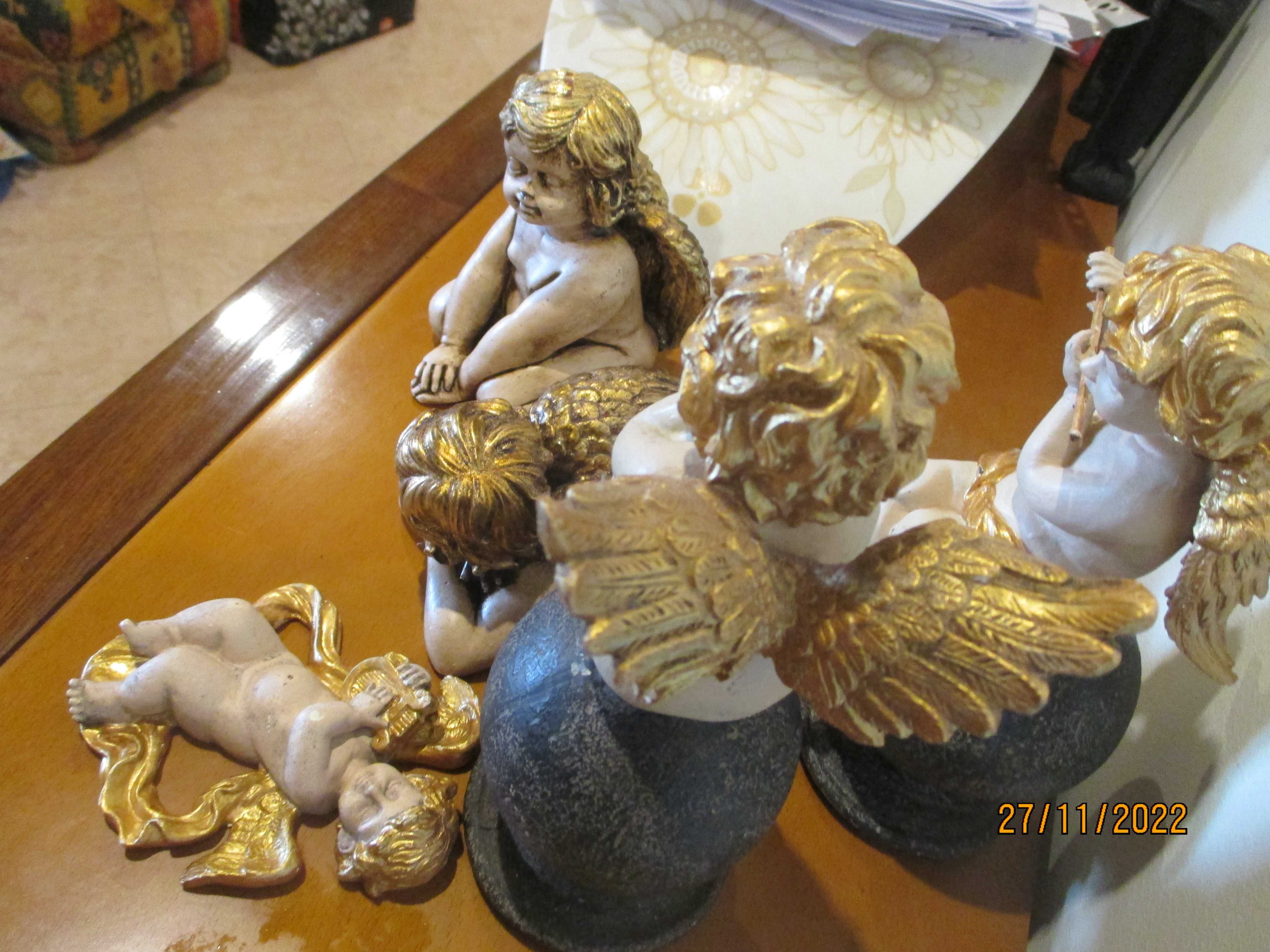 6 estatuetas antigas de anjos