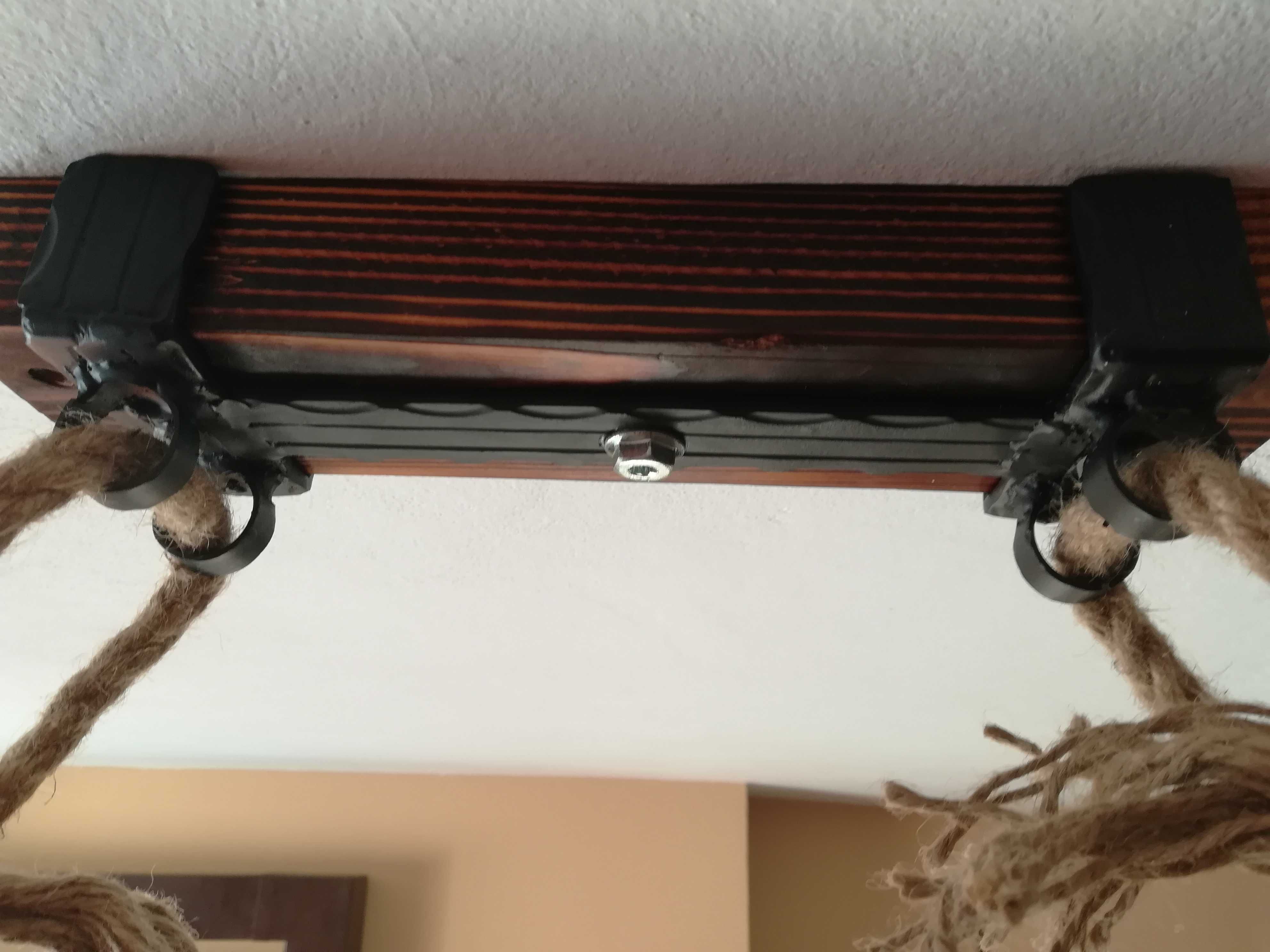 Żyrandol z belki drewnianej loft, retro