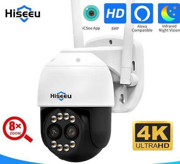 Hiseeu WHD714 вулична поворотна Wi-Fi камера 8 Mп PTZ Icsee