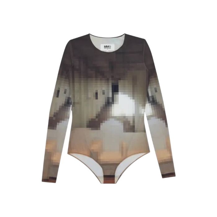 MM6 Maison Margiela Body Suit Top Pixelated Brown боді оригінальне M