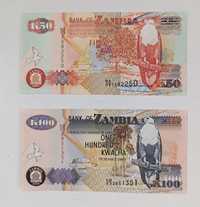 zestaw banknotów 50 i 100 kwacha , Zambia , 2 szt