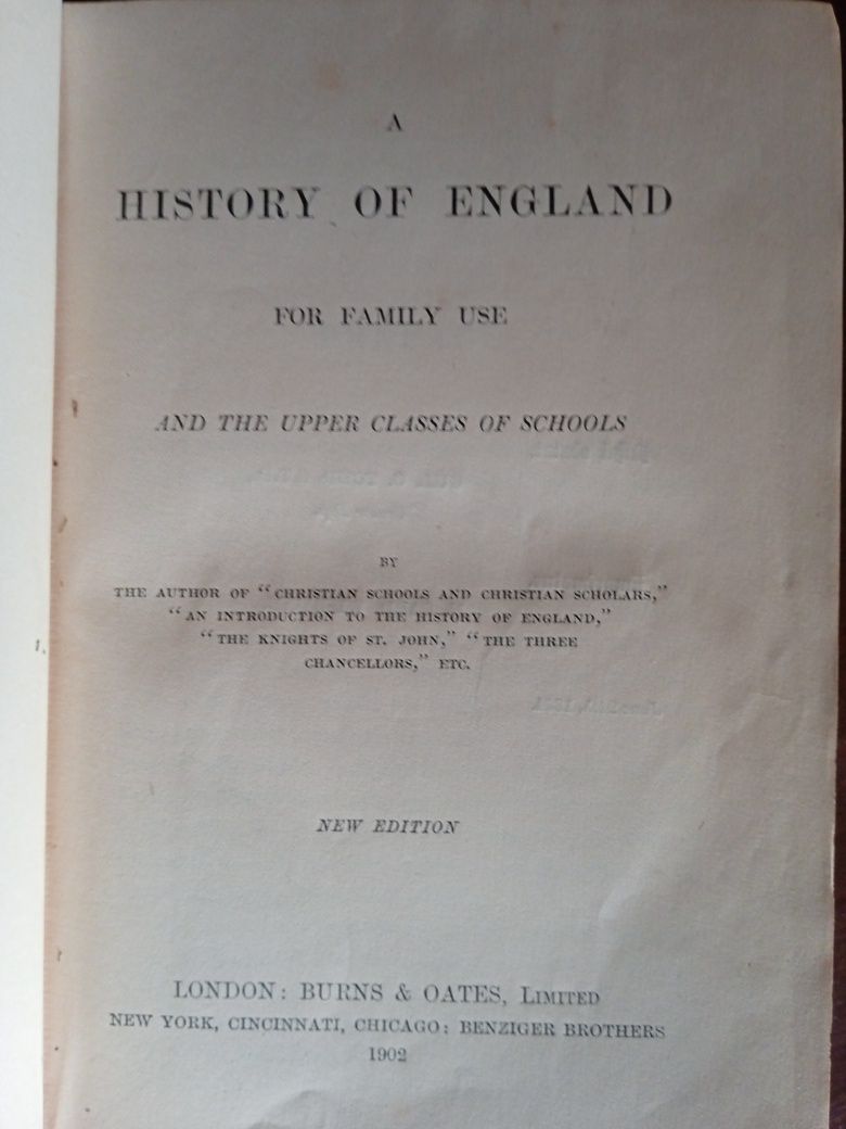 History of england Burns and Oates 1902 (dedicatória de Lobo Antunes)