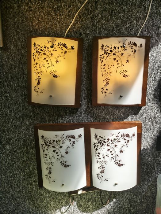 Lampa sufitowa wisząca brązowa żyrandol kinkiety drewniane szklane