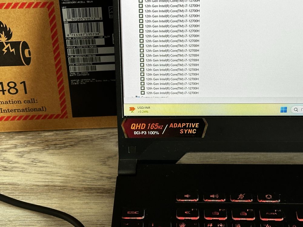 Asus Tuf Gaming F15/ i7 12700/2K WQHD 165hz/Rtx 4060/ssd 512/16gb
