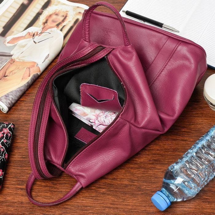 Fioletowy Vera Pelle Włoski Plecak Skórzany Damski