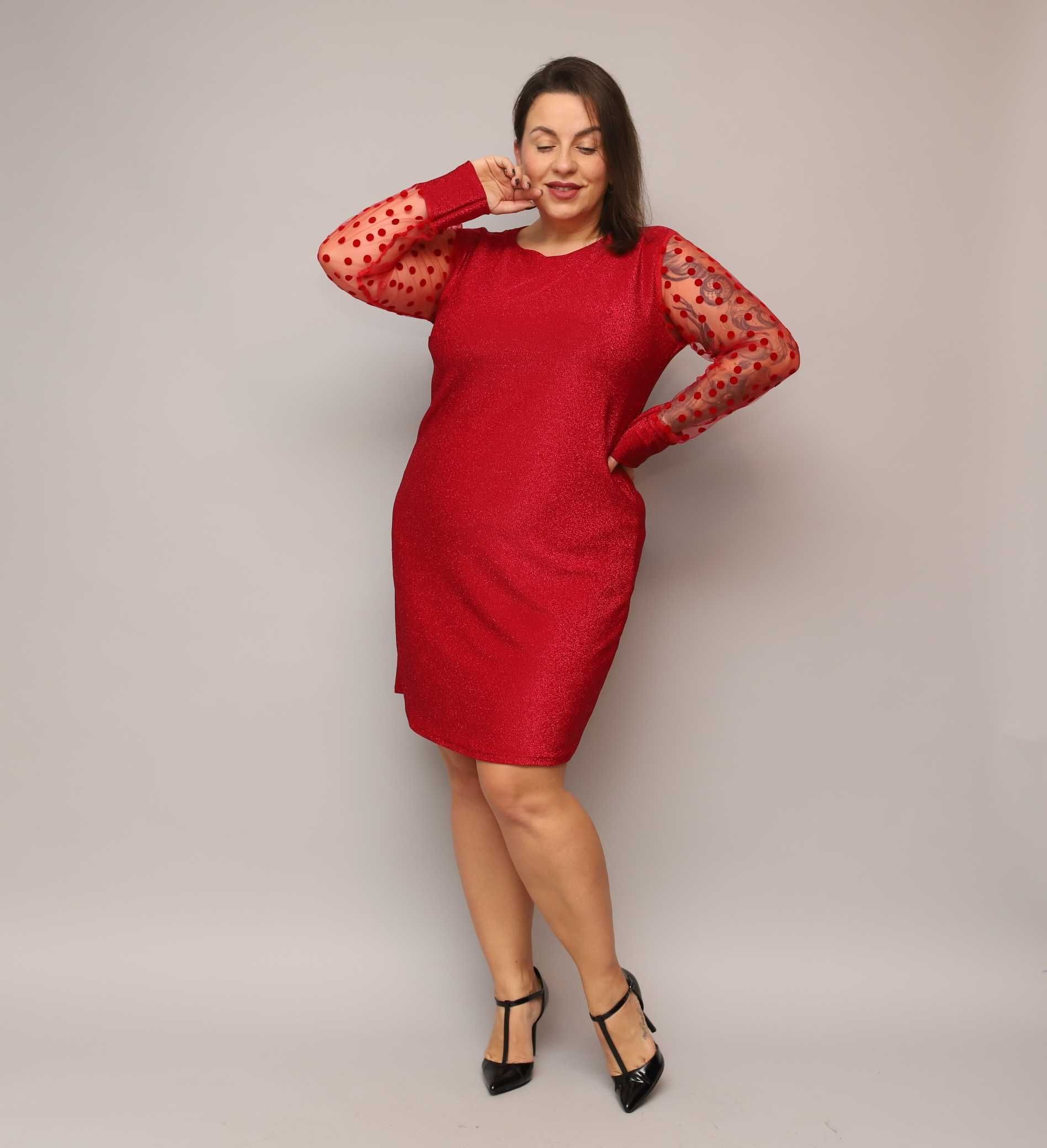 Błyszczące sukienki PLUS SIZE. 2XL-4XL. Polska produkcja