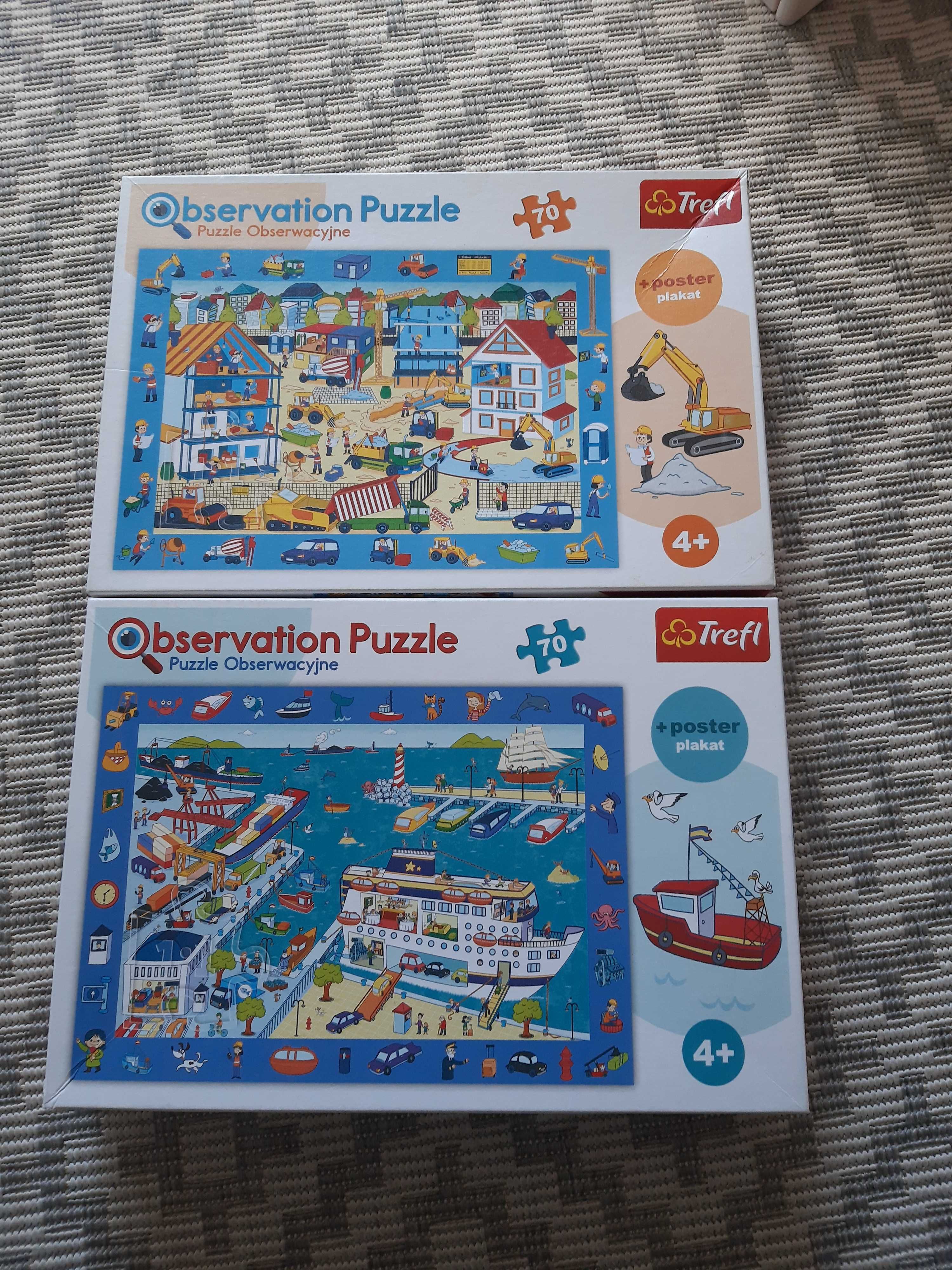 Puzzle obserwacyjne port, budowa 70 elem 2szt z plakatami