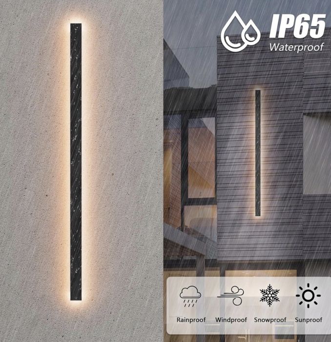 Klighten lampa ścienna zewnętrzna LED | czarna 35W 120cm  3000K