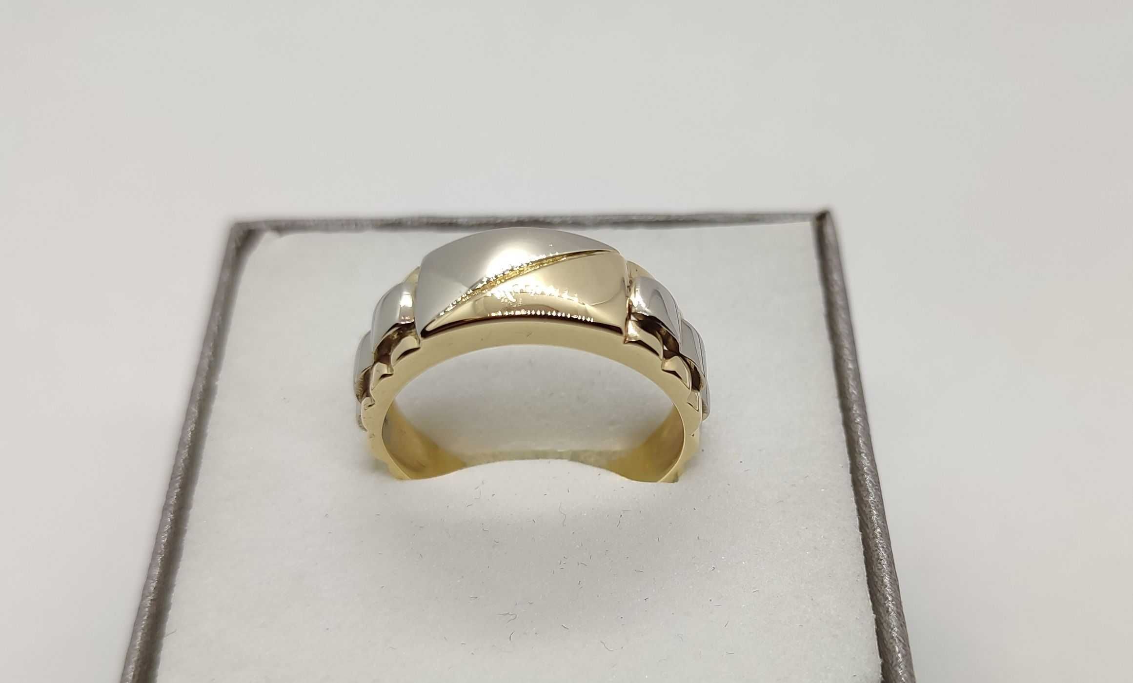 Przepiękny złoty pierścionek biało-żółty unikat 6,15g p585 r.18 / LID