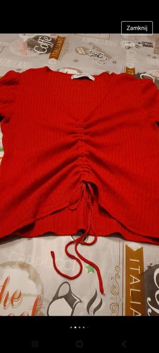 Sweterek cienki z ścigaczem w prążki po środku rozmiar L