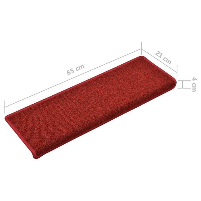 vidaXL Nakładki na schody, 15 szt., 65x21x4 cm, czerwone
