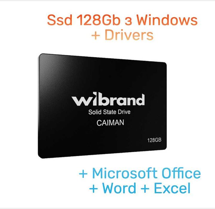 SSD Sata 128Gb з установленою Windows 7, 8, 10 або 11 +Драйвера +Офис