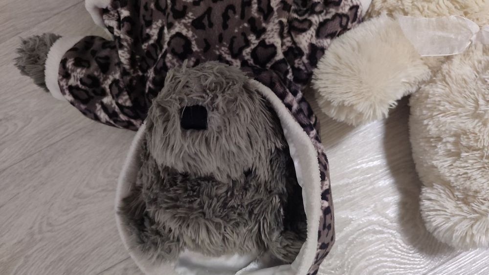 Ведмідь плюшевий, білий сірий