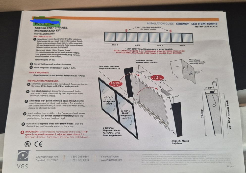 Menu board led snack bar/restaurante
