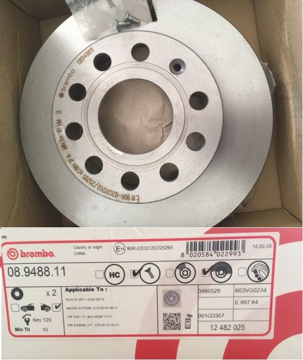 Discos de travão Brembo novos
