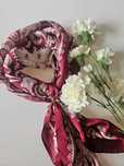 Elegancki szalik apaszka w stylu Paisley must-have bordowy nowy 65x67