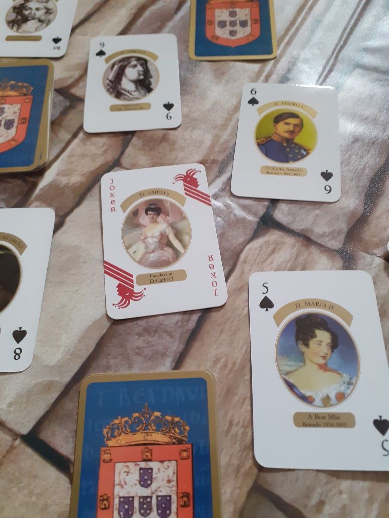 Coleção jogo Baralho Cartas Reis e Rainhas Monarquia Portugal