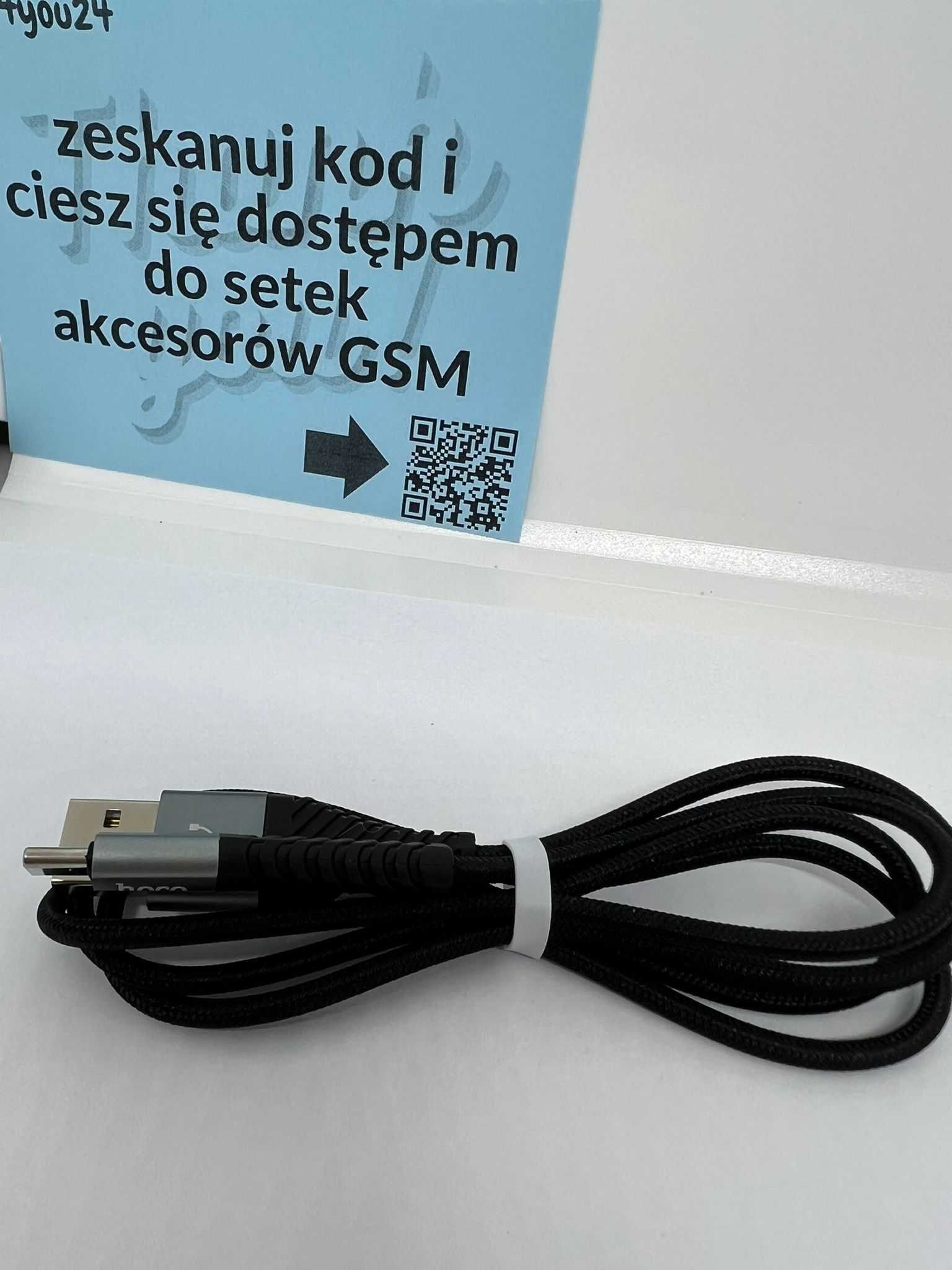 Kabel USB A do Typ C 3A szybkie ładowanie - oplot - nylon 1 m - czarny