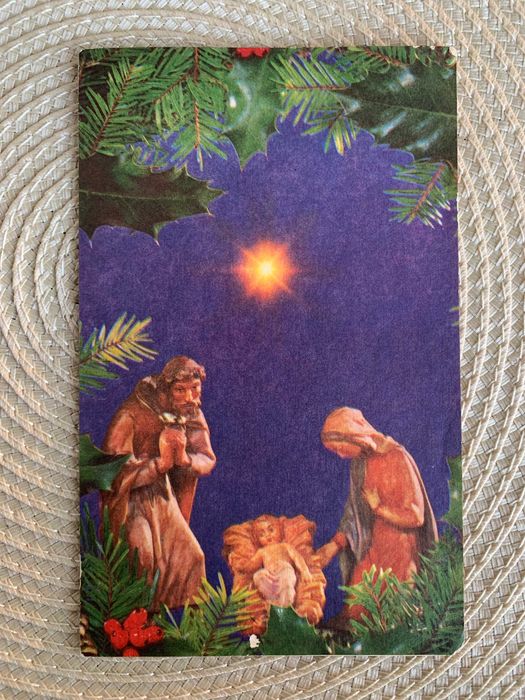 Postais religiosos e de Natal antigos vintage dos anos 70 / 80