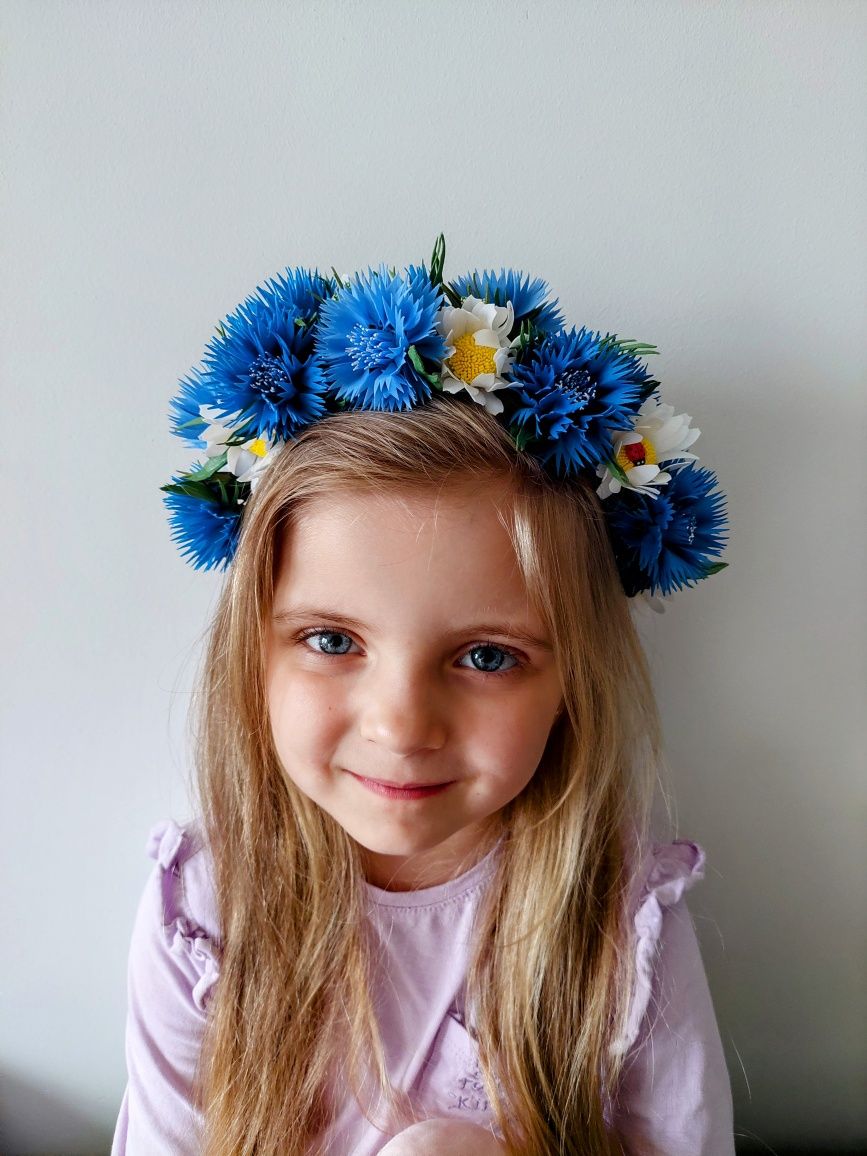 Opaska wianek korona handmade habry stokrotki babyshower urodziny