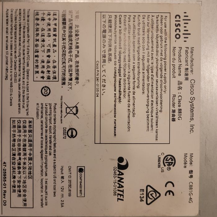 Cisco 881G-4G lte