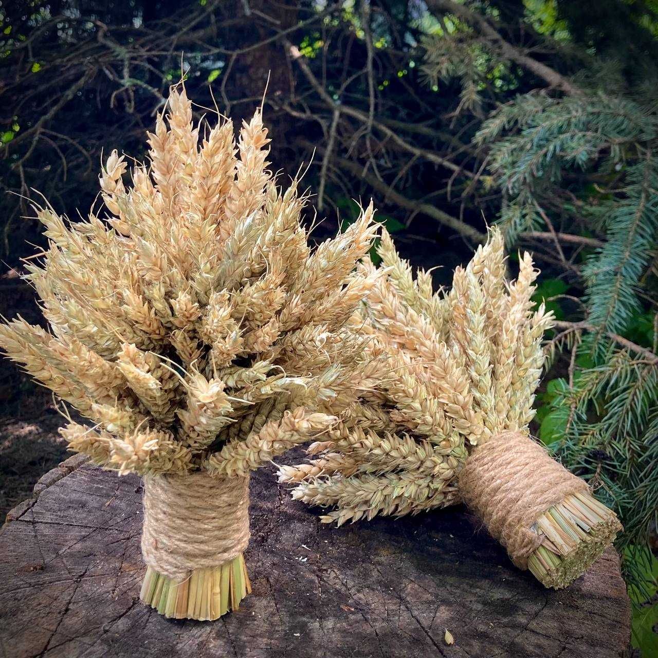 Різдвяний Дідух з пшеничного колосся та льону 20 см