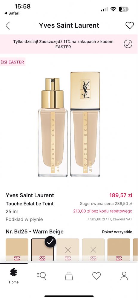 YSL TOUCHE ÉCLAT LE TEINT - Podkład rozświetlający do twarzy 5ml BD25