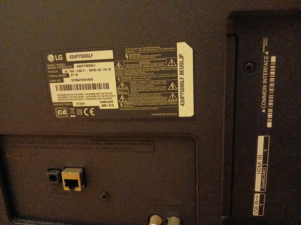 Televisor marca LG avariado