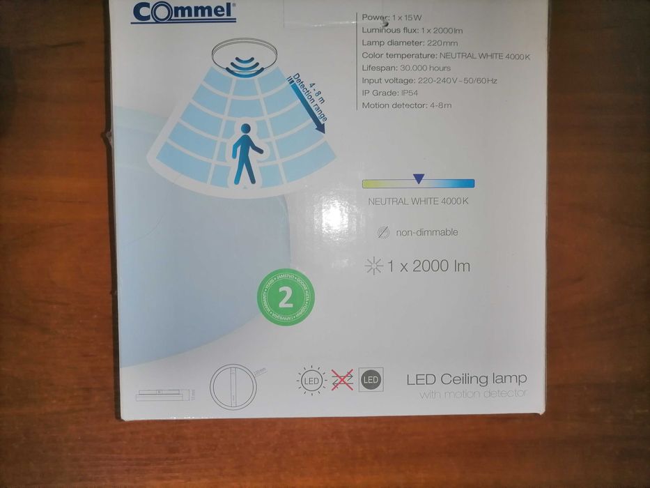 LED світильник Commel 407-201 15 Вт IP54 з датчиком руху (4шт.)