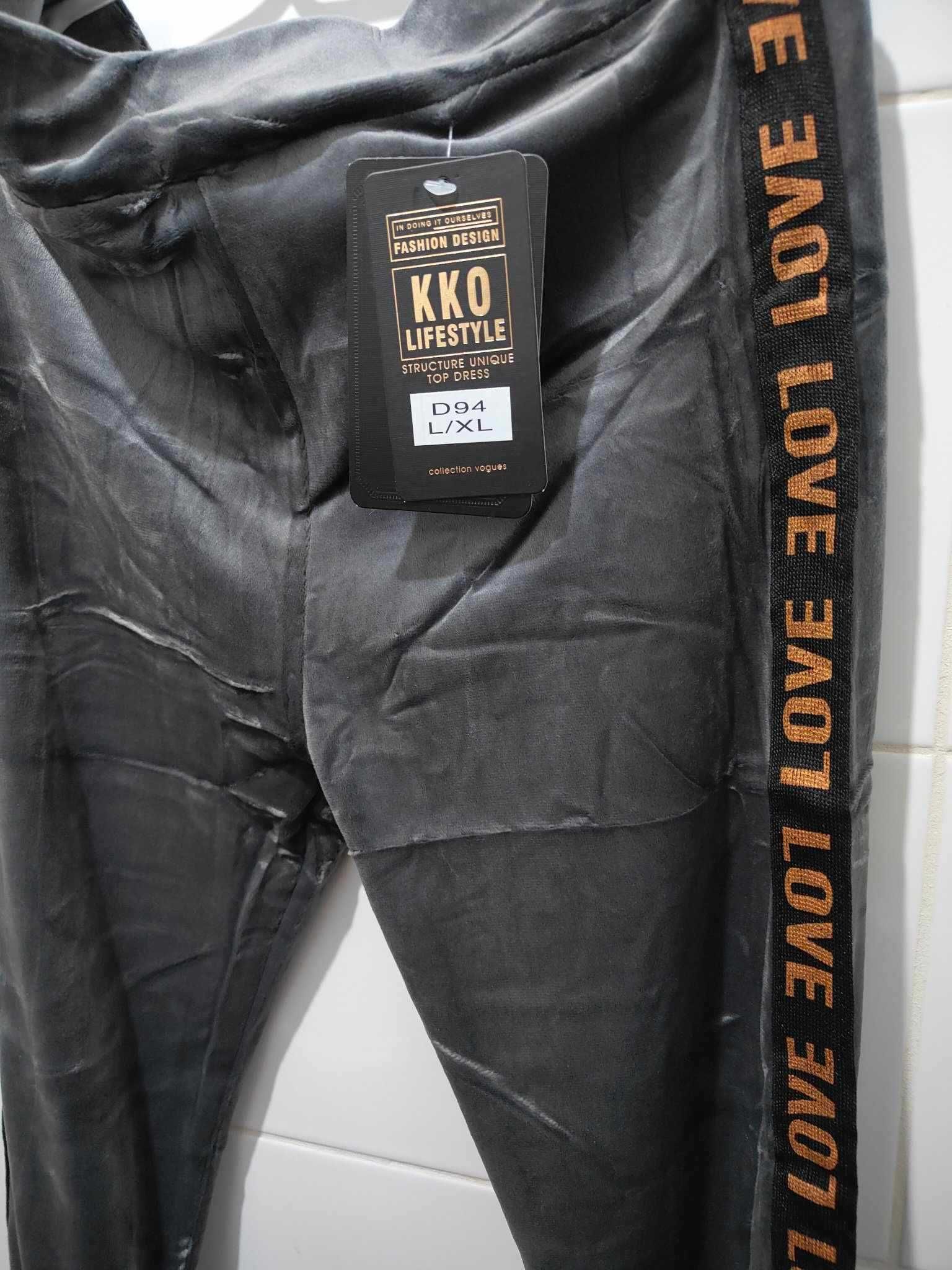 Legginsy velurowe S/M , nowe, Love
