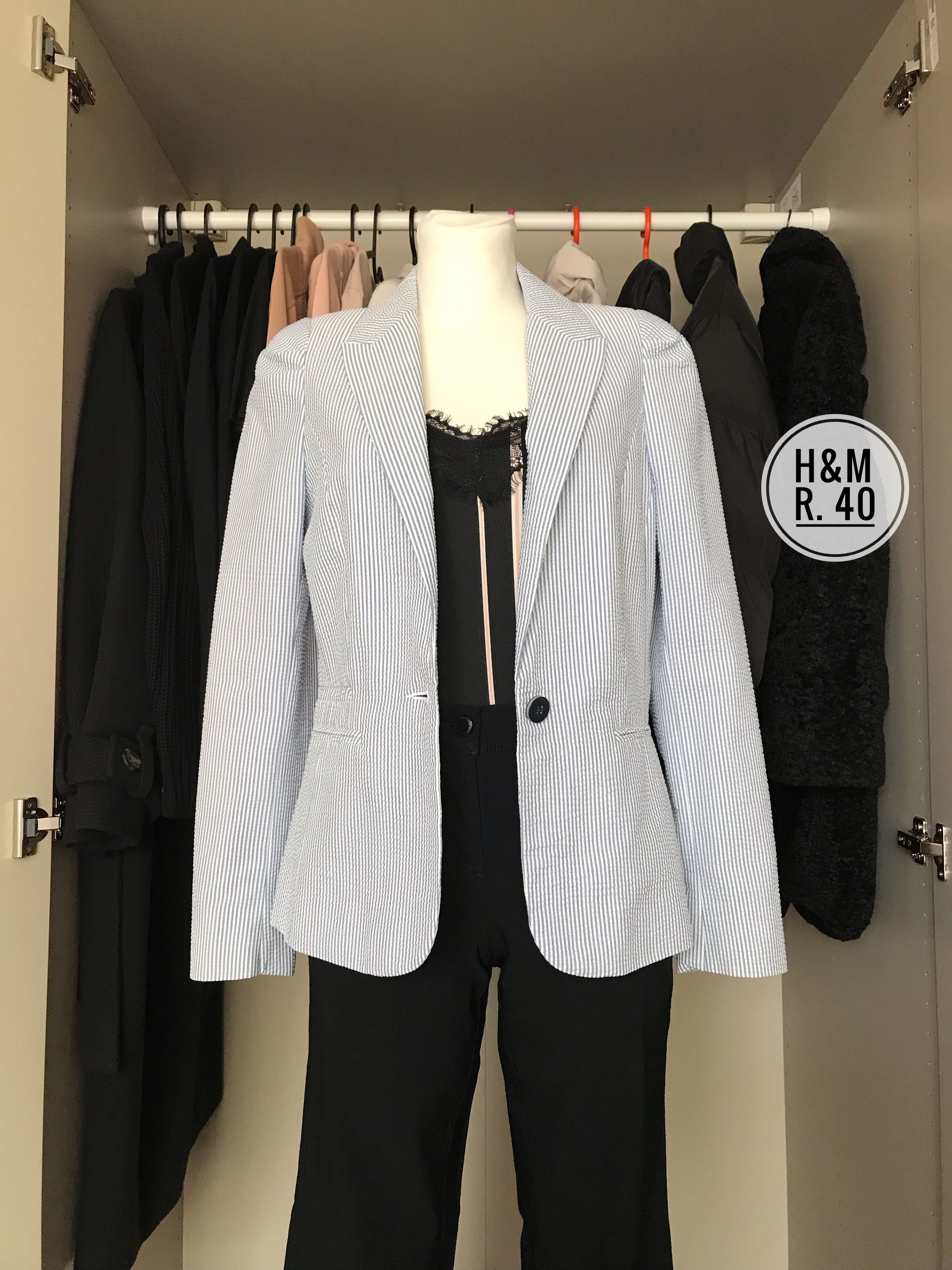 H&M damski żakiet/marynarka w jasnoniebieskie paski r. 40 wymiary opis