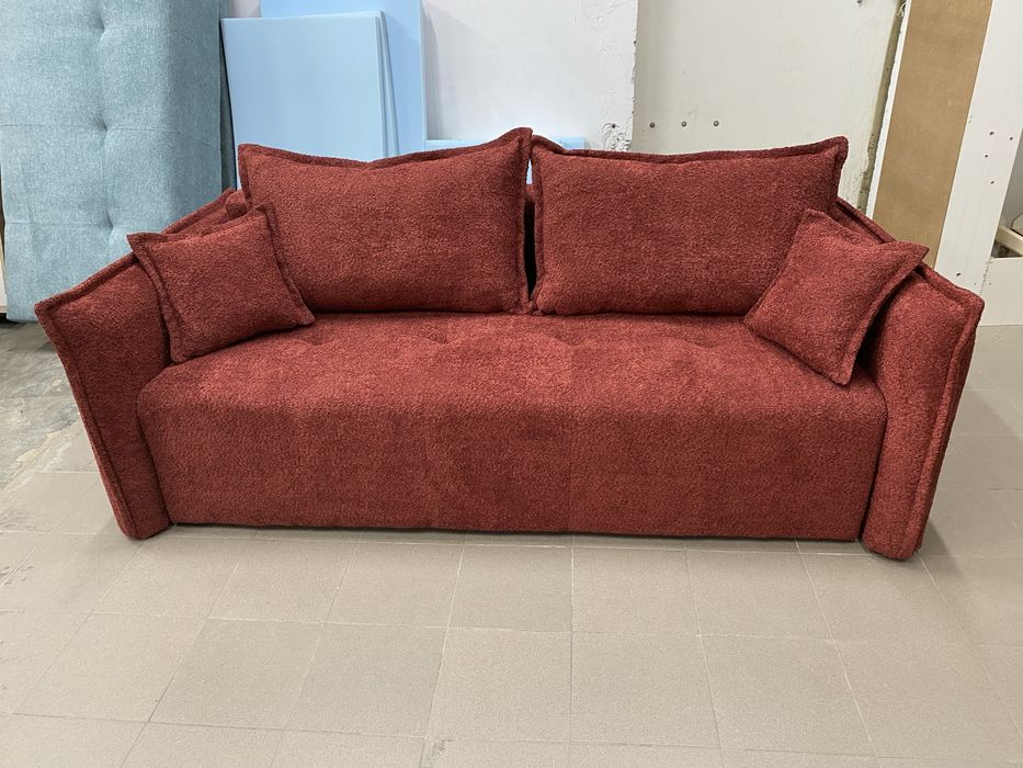 Kanapa sofa rozkładana z funkcją spania czerwona tkaniny do wyboru