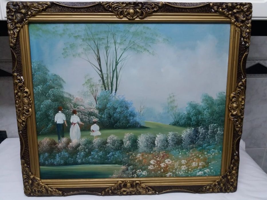 Quadro com tela pintada a óleo