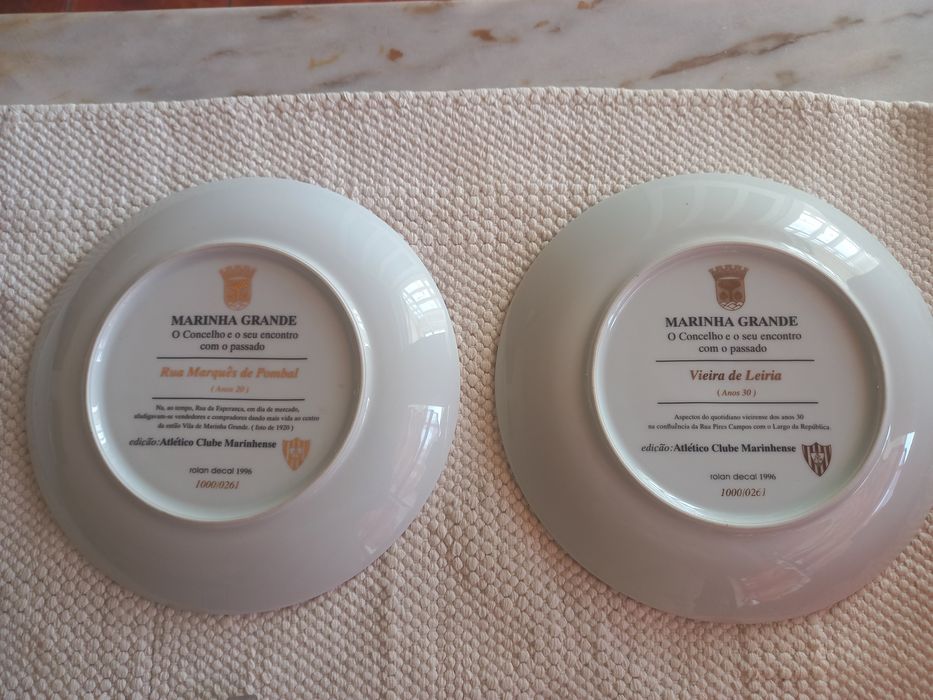 Pratos porcelana alusivos Marinha Grande