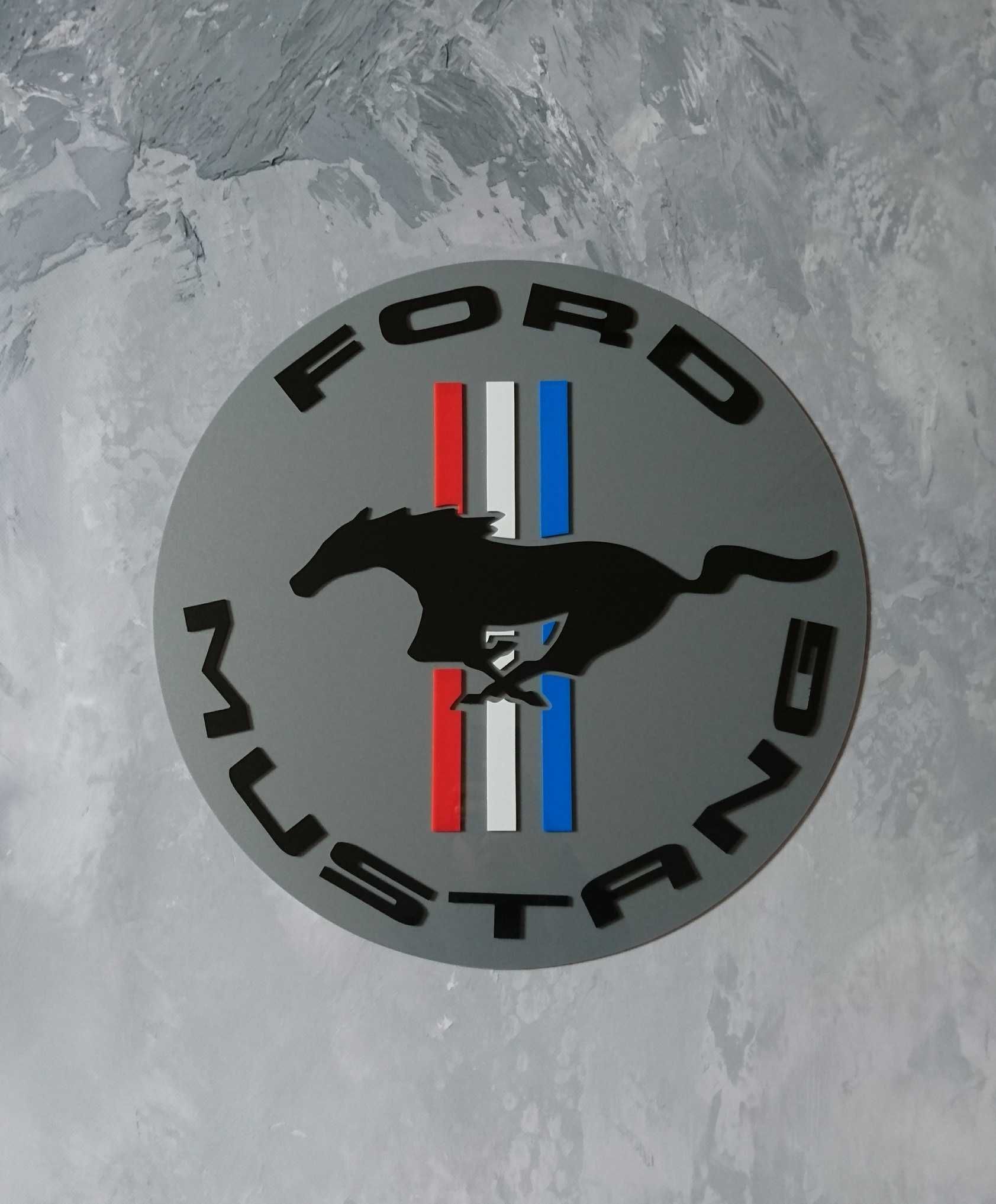 Logo emblemat Ford Mustang dekoracja na ścianę 3D szyld prezent