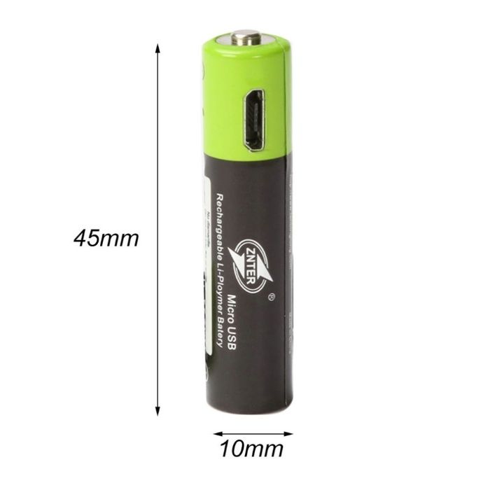 Аккумулятор Znter AAA 1,5V Li-Po 600mah, зарядка через micro USB