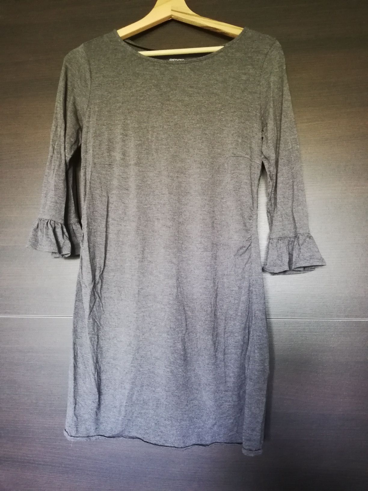 Szara bluzka tunika sukienka ciążowa z falbanką esmara S