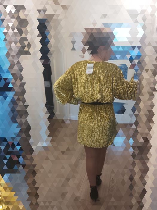 Asos sukienka mini cekiny limonka 36/38 S/M sylwester karnawał