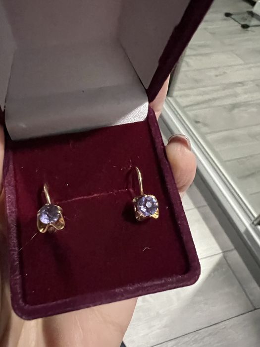 Серьги ссср  583 пробы с александритом
