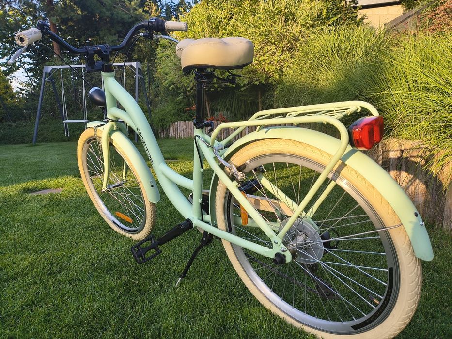 Śliczny Rower Miejski Goetze Mood 24 cale, przerzutki, kosz, miętowy