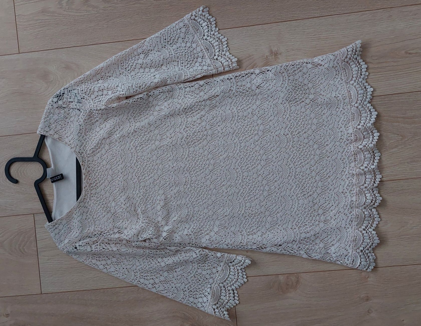 Koronkowa beżowa sukienka h&m xs