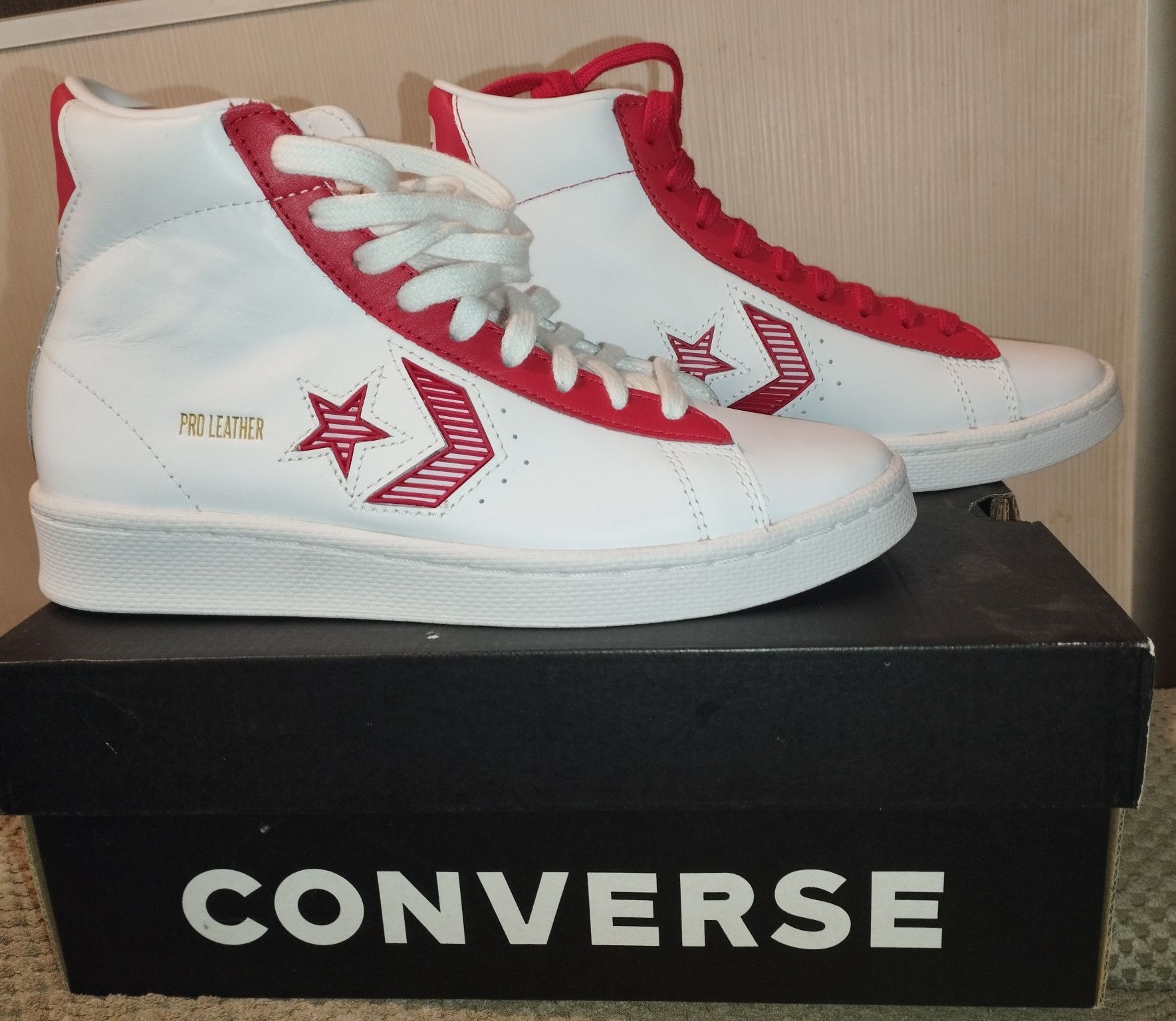 Converse Pro Leather biało czerwone nowe 37 sneakers trampki skóra