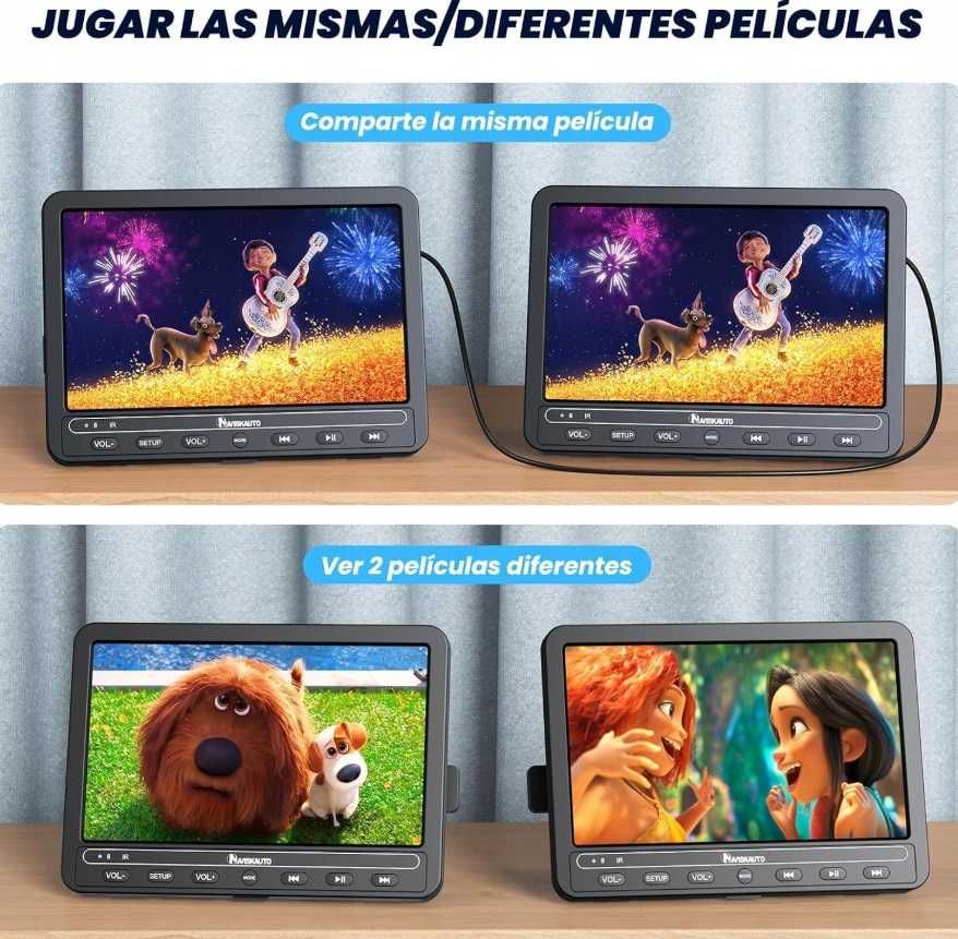 Przenośne DVD samochodowe NAVISKAUTO BN1205B USB SD 10,5" Akumulator