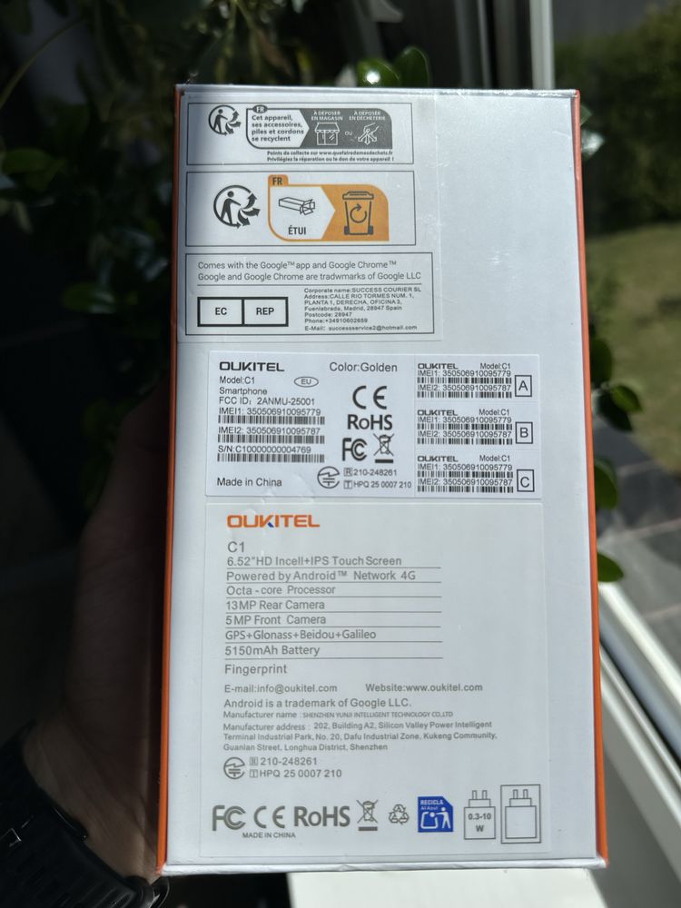 OUKITEL C1 16/128GB, 6.52”, 5150mAh, 4G, Dual SIM, Złoty, Nowy