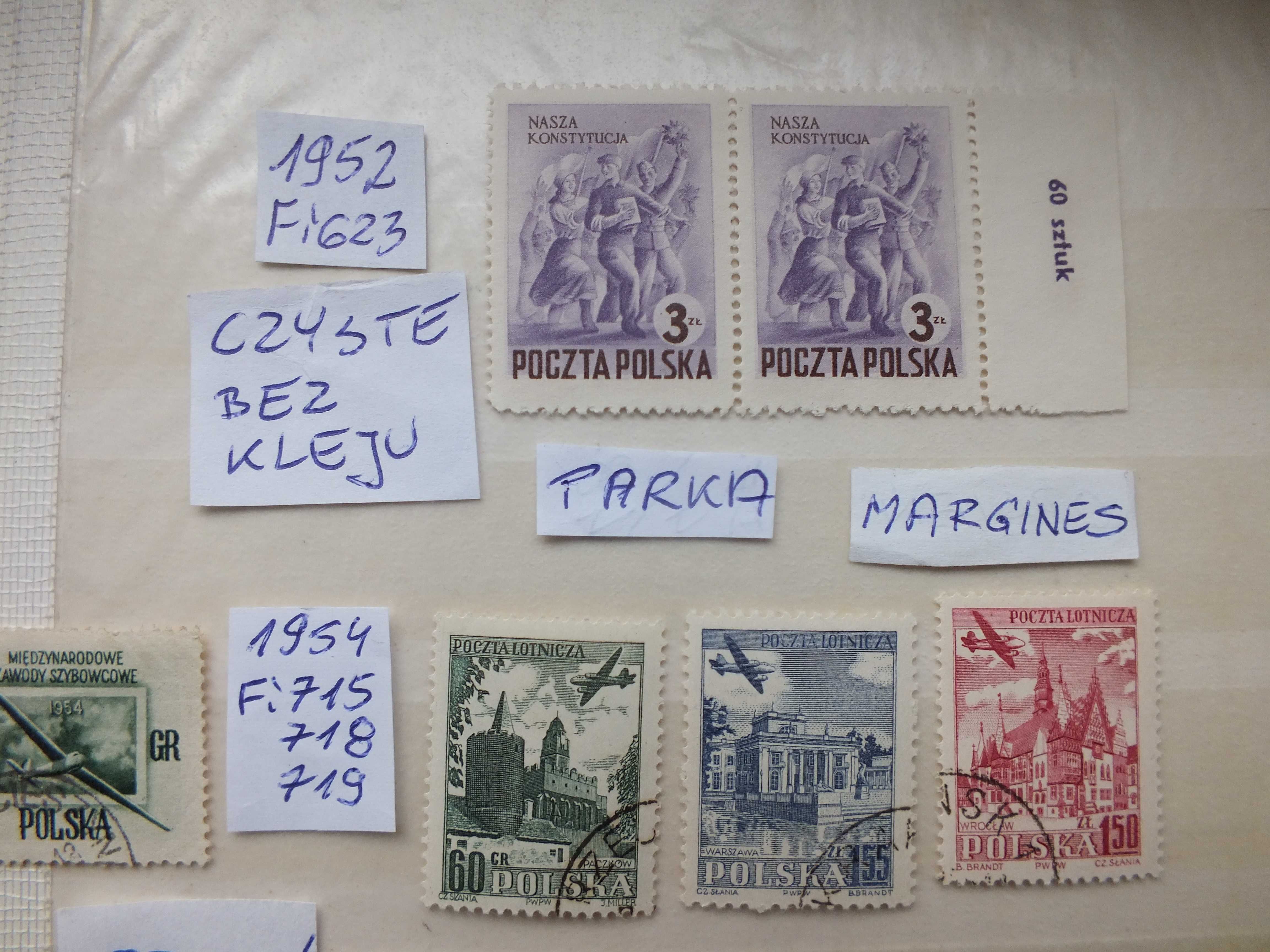 30zt. znaczki BŁĄD odcień parka Polska 1954 /1956 kasownik miejscowość