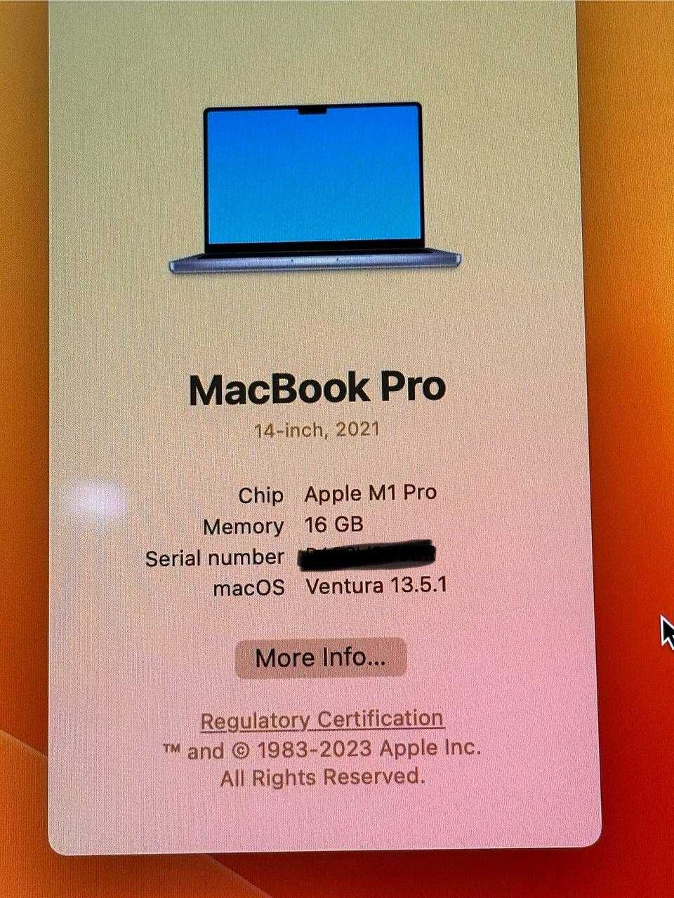 MacBook Pro 14" M1 Pro/16/1Tb Space Gray 2021 ГАРАНТИЯ пол года